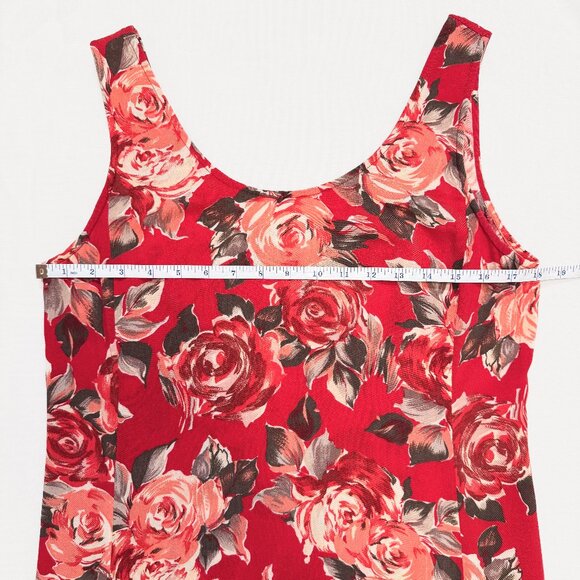 Vintage 90s Express Red Floral Sleeveless Maxi Dress Size 9/10 Medium - Picture 12 of 15